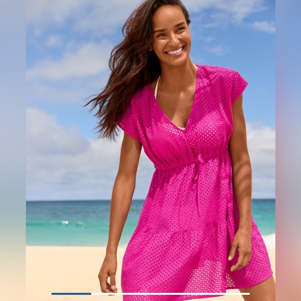 NWT Tommy Bahama Eyelet Cotton V-Neck Beach Cover Up Size Large